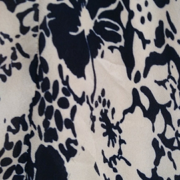 J. G. Hook Floral Tropical A-Line Lined Midi Skirt 10 Navy Blue Cream - Picture 4 of 14